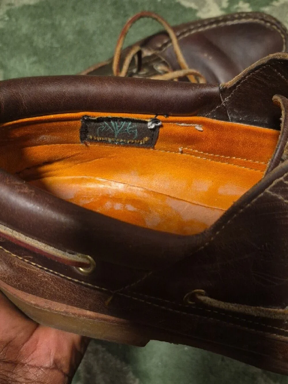 Timberland Dark Brown Leather Moc Toe Boat Shoes